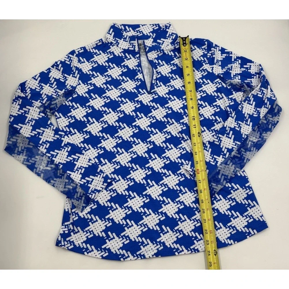 IBKUL Women's‎ L Nylon Mesh Blue Long Sleeve Golf Pullover - Picture 4 of 6